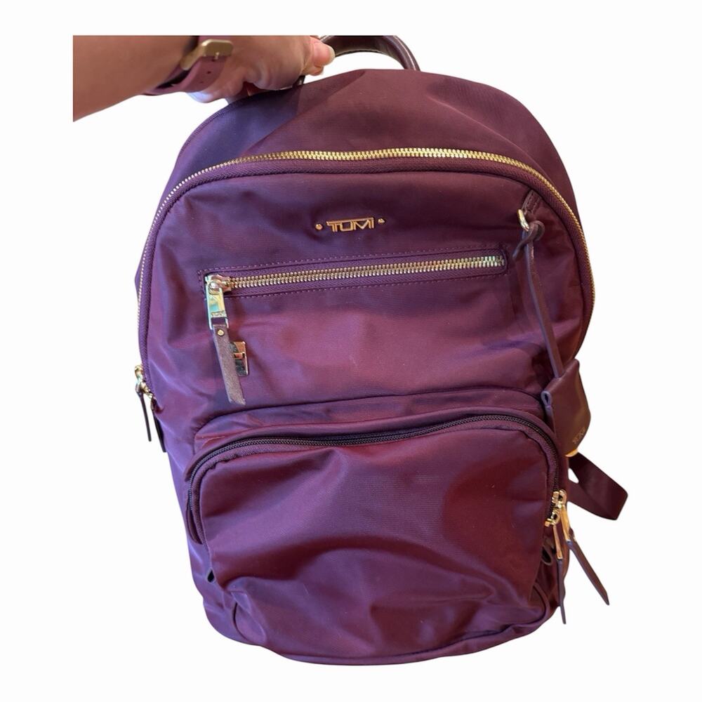 TUMI Voyageur Hilden Backpack Burgundy Laptop Bag Excellent Condition